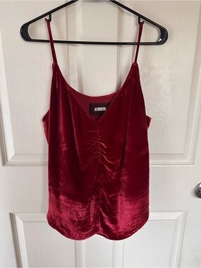 Reformation Burgundy Velvet Ruched Cami